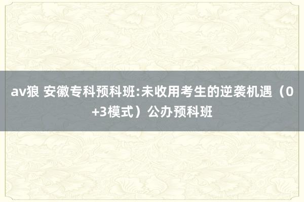 av狼 安徽专科预科班:未收用考生的逆袭机遇（0+3模式）公办预科班