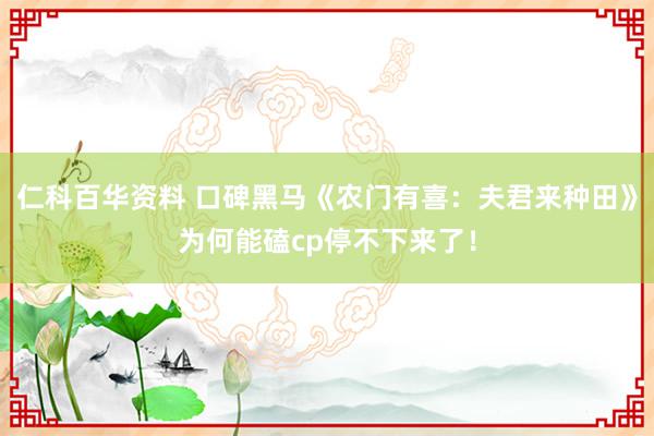 仁科百华资料 口碑黑马《农门有喜：夫君来种田》为何能磕cp停不下来了！