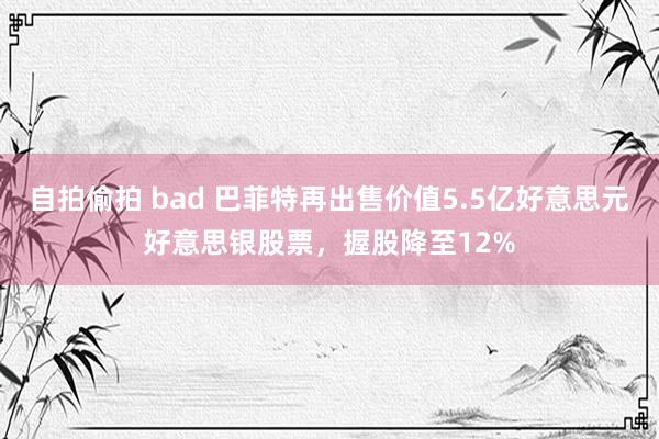 自拍偷拍 bad 巴菲特再出售价值5.5亿好意思元好意思银股票，握股降至12%